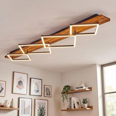 hofstein Candeeiro de teto LED Pompu de , metal/madeira/plástico em castanho escuro/preto/branco, 56 W, 7600 lúmens, 3000 Kelvin, candeeiro moderno para quarto, sala de jantar, sala de estar, cozinha hofstein Candeeiro de teto LED Pompu de , metal/madeira/plástico em castanho escuro/preto/branco, 56 W, 7600 lúmens, 3000 Kelvin, candeeiro moderno para quarto, sala de jantar, sala de estar, cozinha