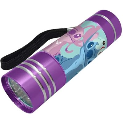 Disney Stitch Mini lanterna, design Stitch e Angel, lanterna 9 LED, inclui correia de pulso, presente para crianças roxo Disney Stitch Mini lanterna, design Stitch e Angel, lanterna 9 LED, inclui correia de pulso, presente para crianças roxo