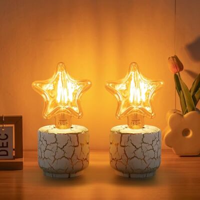 Aigostar Candeeiro de mesa de cerâmica, imitação de mármore, com interruptor de cabo, para lâmpadas E27, max.60 W, candeeiro de mesa para quarto, sala de estar, sem fonte de luz, 2 peças Aigostar Candeeiro de mesa de cerâmica, imitação de mármore, com interruptor de cabo, para lâmpadas E27, max.60 W, candeeiro de mesa para quarto, sala de estar, sem fonte de luz, 2 peças