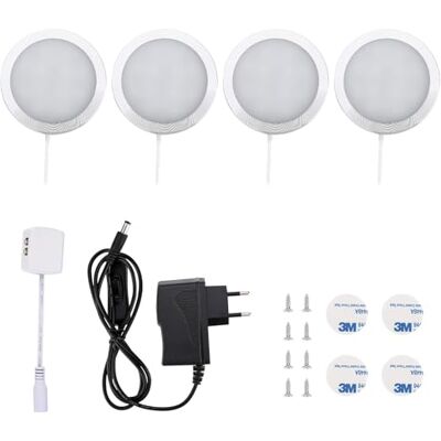 Lightess 4 unidades Luz LED para vitrina holofotes de armário luz cozinha Luz LED fria 6000 K, 2 W por foco, conjunto de 4 unidades. Ideal para vitrina, armário, cozinha, prateleira e armário. Lightess 4 unidades Luz LED para vitrina holofotes de armário luz cozinha Luz LED fria 6000 K, 2 W por foco, conjunto de 4 unidades. Ideal para vitrina, armário, cozinha, prateleira e armário.