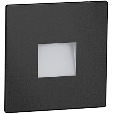ledscom.de Candeeiro LED para escadas/plafão encastrado FOW para interior e exterior, downlight, angular, preto, 85 x 85 mm, branco quente ledscom.de Candeeiro LED para escadas/plafão encastrado FOW para interior e exterior, downlight, angular, preto, 85 x 85 mm, branco quente