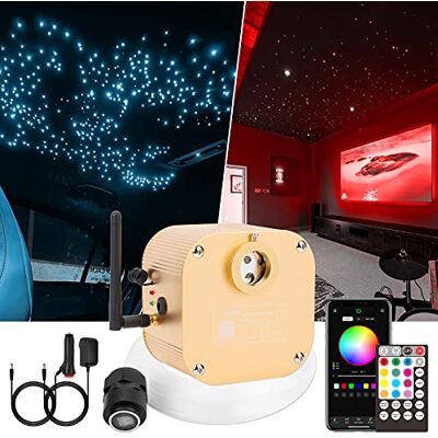 CHINLY Bluetooth 16 W RGBW Twinkle LED Kit de luzes de teto de estrela de fibra óptica aplicação/controlo remoto 450 unidades * 0,75 mm * 3 m para casa / carro CHINLY Bluetooth 16 W RGBW Twinkle LED Kit de luzes de teto de estrela de fibra óptica aplicação/controlo remoto 450 unidades * 0,75 mm * 3 m para casa / carro