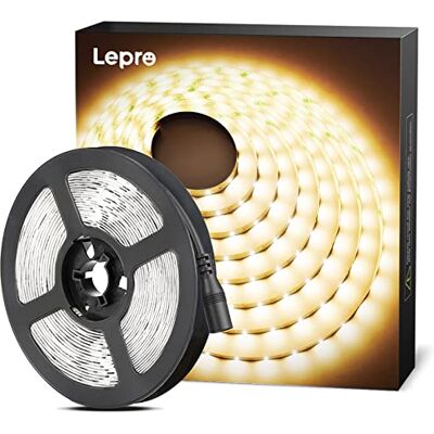 Lepro Faixa LED de 5 m, luzes LED para quarto 5 m, 300 LED SMD 2835, branco quente 3000 K 1200 lúmen, faixa LED de 12 V, faixa de luz para teto, vitrine, móveis, etc. não incluída fonte de alimentação Lepro Faixa LED de 5 m, luzes LED para quarto 5 m, 300 LED SMD 2835, branco quente 3000 K 1200 lúmen, faixa LED de 12 V, faixa de luz para teto, vitrine, móveis, etc. não incluída fonte de alimentação