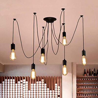Lrpiyvo Candeeiro de teto industrial, candeeiro de teto vintage, candeeiro lustre de teto candelabro iluminação retro candeeiro suspenso para lâmpada E27, para sala de jantar, quarto, sala de estar Lrpiyvo Candeeiro de teto industrial, candeeiro de teto vintage, candeeiro lustre de teto candelabro iluminação retro candeeiro suspenso para lâmpada E27, para sala de jantar, quarto, sala de estar