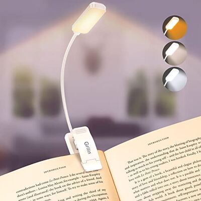Gritin Luz de leitura recarregável, lâmpada livro de leitura com 9 LED 3 modos de proteção para os olhos atenuação contínua, bateria de longa duração, luz de livro flexível de 360°, branco Gritin Luz de leitura recarregável, lâmpada livro de leitura com 9 LED 3 modos de proteção para os olhos atenuação contínua, bateria de longa duração, luz de livro flexível de 360°, branco
