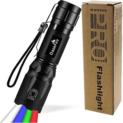 DaskFire 4 em 1 tocha LED super brilhante 900 lúmenes. Luz vermelha e verde, luz azul suave, luz multifuncional. Lanterna de mão ajustável. Foco impermeável. Tocha de bolso DaskFire 4 em 1 tocha LED super brilhante 900 lúmenes. Luz vermelha e verde, luz azul suave, luz multifuncional. Lanterna de mão ajustável. Foco impermeável. Tocha de bolso