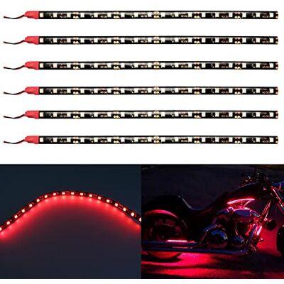 Alopee Pacote de 6 Tiras de Luz LED Vermelhas de 30 cm 11,8" 5050 18SMD DC 12V Tira de Luz Impermeável para Sob o Carro para Motocicletas Decoração de Ambiente de Barco Tira Flexível Conectável Alopee Pacote de 6 Tiras de Luz LED Vermelhas de 30 cm 11,8" 5050 18SMD DC 12V Tira de Luz Impermeável para Sob o Carro para Motocicletas Decoração de Ambiente de Barco Tira Flexível Conectável