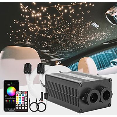 CHINLY Bluetooth 12W RGBW Twinkle LED Kit de Luzes de Fibra Ótica de Teto em Forma de Estrela APLICAÇÃO/Controlo Remoto 450pcs * (0,75 + 1,0 + 1,5mm) * 3m para Casa/Carro CHINLY Bluetooth 12W RGBW Twinkle LED Kit de Luzes de Fibra Ótica de Teto em Forma de Estrela APLICAÇÃO/Controlo Remoto 450pcs * (0,75 + 1,0 + 1,5mm) * 3m para Casa/Carro