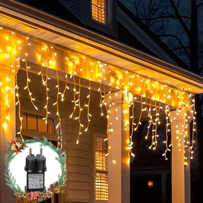 Aigostar Cortina de Luzes de Natal, 3M+5M*0,6M 100 LED 8 Modos, Luzes de Natal de Cortina IP44, Branco Quente, para Casamentos, Festas Aigostar Cortina de Luzes de Natal, 3M+5M*0,6M 100 LED 8 Modos, Luzes de Natal de Cortina IP44, Branco Quente, para Casamentos, Festas