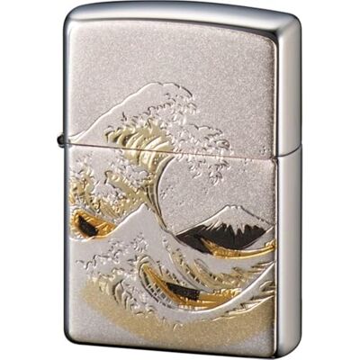 Zippo Isqueiro japonês de eletroformado; prata, ouro; núcleo de latão; metal Zippo Isqueiro japonês de eletroformado; prata, ouro; núcleo de latão; metal