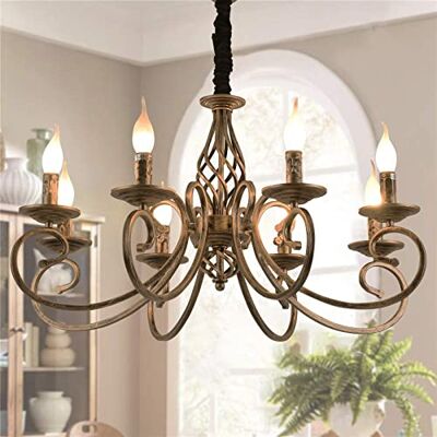 Ganeed Candelabros rústicos, candelabro francês de 8 luzes com velas, candeeiro suspenso de ferro vintage, candeeiro suspenso para quinta, ilha de cozinha, sala de jantar, quarto Ganeed Candelabros rústicos, candelabro francês de 8 luzes com velas, candeeiro suspenso de ferro vintage, candeeiro suspenso para quinta, ilha de cozinha, sala de jantar, quarto