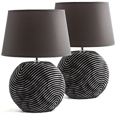 BRUBAKER Conjunto de 2 lâmpadas de mesa de antracita em cor cinza, base de cerâmica em dois tons com acabamento fosco – altura 38 cm BRUBAKER Conjunto de 2 lâmpadas de mesa de antracita em cor cinza, base de cerâmica em dois tons com acabamento fosco – altura 38 cm