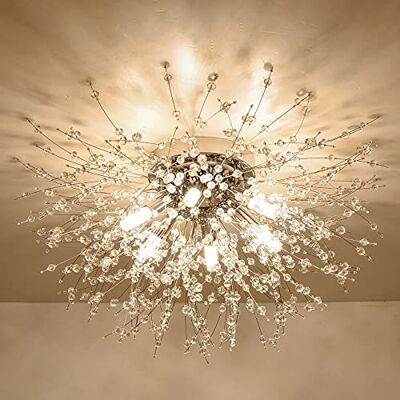 Rayofly Moderno candeeiro de teto de cristal, fogos de artifício dente-de-leão Sputnik lustre 6 lâmpadas G9 regulável dourado pendente candeeiro suspenso para quarto, sala de estar, sala de jantar Rayofly Moderno candeeiro de teto de cristal, fogos de artifício dente-de-leão Sputnik lustre 6 lâmpadas G9 regulável dourado pendente candeeiro suspenso para quarto, sala de estar, sala de jantar