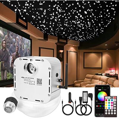 CHINLY Bluetooth 32W RGBW Twinkle LED Kit de luzes de teto de estrela de fibra ótica APLICAÇÃO/Controlo remoto 1000pcs * 0,75mm * 5m + 10 cristais para casa/automóvel CHINLY Bluetooth 32W RGBW Twinkle LED Kit de luzes de teto de estrela de fibra ótica APLICAÇÃO/Controlo remoto 1000pcs * 0,75mm * 5m + 10 cristais para casa/automóvel
