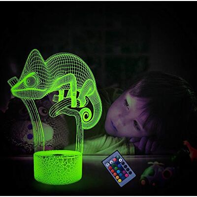 YTDZLTD Ilusão ótica candeeiro 3D camaleão luz noturna 16 cores que mudam controlo remoto USB Poder Touch Switch Decor candeeiro LED mesa candeeiro crianças brinquedos aniversário Natal presente YTDZLTD Ilusão ótica candeeiro 3D camaleão luz noturna 16 cores que mudam controlo remoto USB Poder Touch Switch Decor candeeiro LED mesa candeeiro crianças brinquedos aniversário Natal presente