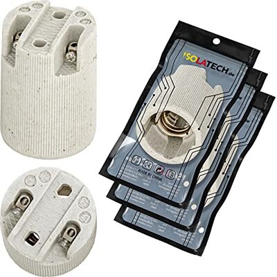 ISOLATECH 3 x Suporte de lâmpada E14 de cerâmica com suporte de montagem Resistente ao calor, máximo 250 V/4 A, para lâmpadas LED e de baixo consumo em casa, cozinha, frigorífico ISOLATECH 3 x Suporte de lâmpada E14 de cerâmica com suporte de montagem Resistente ao calor, máximo 250 V/4 A, para lâmpadas LED e de baixo consumo em casa, cozinha, frigorífico