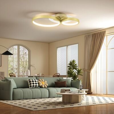 HOMCOM Candeeiro de teto LED 40 W teto moderno para sala de estar dourado 3000 K/4000 K/6500 K, para quarto, cozinha, sala de jantar HOMCOM Candeeiro de teto LED 40 W teto moderno para sala de estar dourado 3000 K/4000 K/6500 K, para quarto, cozinha, sala de jantar