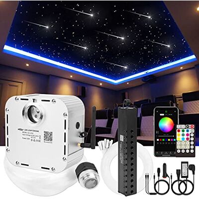 CHINLY Bluetooth Meteor 32W RGBW APP LED fibra ótica Star Star luzes de teto kit de aplicação mista 1008 peças * 5 m 10 fibra ótica cristais para casa / automóvel CHINLY Bluetooth Meteor 32W RGBW APP LED fibra ótica Star Star luzes de teto kit de aplicação mista 1008 peças * 5 m 10 fibra ótica cristais para casa / automóvel
