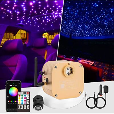 CHINLY Bluetooth 16 W RGBW Twinkle LED fibra ótica kit de luzes de teto em forma de estrela aplicação/controlo remoto 300 peças * (0,75 1,0 1,5 mm) * 3 m para casa / carro CHINLY Bluetooth 16 W RGBW Twinkle LED fibra ótica kit de luzes de teto em forma de estrela aplicação/controlo remoto 300 peças * (0,75 1,0 1,5 mm) * 3 m para casa / carro