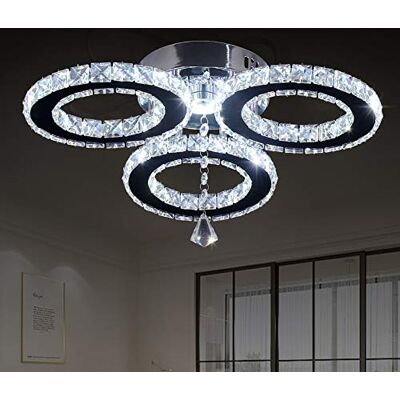 Dixun - Luz de Teto LED de Cristal - 3 Anéis - Rente Dixun - Luz de Teto LED de Cristal - 3 Anéis - Rente