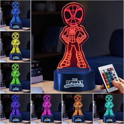 Get Trend Disney Spiderman LED candeeiro de noite, alimentado por USB e bateria candeeiros de mesa e cabeceira com 16 cores, 4 modos com brilho ajustável (Multi Spidey) Get Trend Disney Spiderman LED candeeiro de noite, alimentado por USB e bateria candeeiros de mesa e cabeceira com 16 cores, 4 modos com brilho ajustável (Multi Spidey)