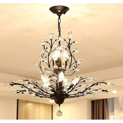 Ganeed Candelabros de vidro candeeiro suspenso vintage K9 candeeiro lustre acessórios de iluminação candeeiro de teto para sala de estar quarto restaurante alpendre corredor preto 8 luzes Ganeed Candelabros de vidro candeeiro suspenso vintage K9 candeeiro lustre acessórios de iluminação candeeiro de teto para sala de estar quarto restaurante alpendre corredor preto 8 luzes