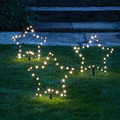 Lights4fun Conjunto de 3 Balizas Estrelas Luminosas LED Branco Quente para Exteriores Lights4fun Conjunto de 3 Balizas Estrelas Luminosas LED Branco Quente para Exteriores