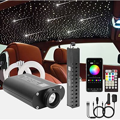 CHINLY Bluetooth Meteor 16 W RGBW Twinkle APP LED fibra ótica Star teto luzes kit APP misto 400 peças + 8 unidades = 408 peças fibra ótica de 3 m + motor de estrela cadente + adaptador + casa / carro CHINLY Bluetooth Meteor 16 W RGBW Twinkle APP LED fibra ótica Star teto luzes kit APP misto 400 peças + 8 unidades = 408 peças fibra ótica de 3 m + motor de estrela cadente + adaptador + casa / carro