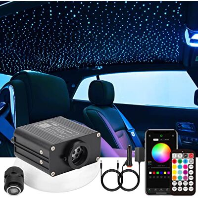 CHINLY Luz de fibra ótica para carro/teto, 16 W Twinkle 550 peças * 0,75 mm * 3 m Kit de Luzes LED de Fibra Ótica Céu Estrelado, Aplicação Bluetooth/Controlo Remoto CHINLY Luz de fibra ótica para carro/teto, 16 W Twinkle 550 peças * 0,75 mm * 3 m Kit de Luzes LED de Fibra Ótica Céu Estrelado, Aplicação Bluetooth/Controlo Remoto