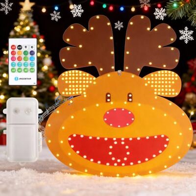 Aigostar Luzes de Rena de Natal com Caixa de Música, Luz de Natal a Pilhas, Luzes Pendentes de Árvore de Natal com Temporizador, Decoração Festiva de Natal, Luzes de Natal para Janela Aigostar Luzes de Rena de Natal com Caixa de Música, Luz de Natal a Pilhas, Luzes Pendentes de Árvore de Natal com Temporizador, Decoração Festiva de Natal, Luzes de Natal para Janela