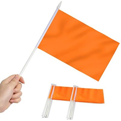 Anley Bandeira Mini Laranja Pacote de 12 Bandeiras de mão pequenas em miniatura de cor laranja sólido em branco em haste Resistente à descoloração 12,7x20,3 cm com haste sólida e parte superior Anley Bandeira Mini Laranja Pacote de 12 Bandeiras de mão pequenas em miniatura de cor laranja sólido em branco em haste Resistente à descoloração 12,7x20,3 cm com haste sólida e parte superior