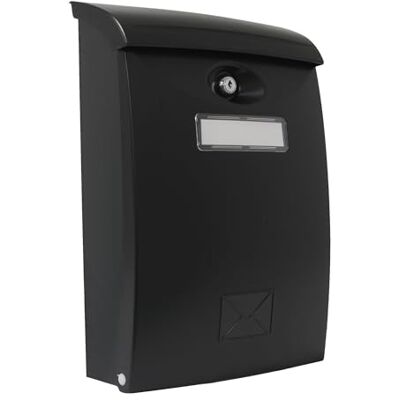 Amig Caixa de correio exterior de parede, tamanho compacto para DIN A4, abertura frontal com fechadura plástico preto fácil de instalar em portas ou ervas, 34,5 x 24 x 10,5 cm Amig Caixa de correio exterior de parede, tamanho compacto para DIN A4, abertura frontal com fechadura plástico preto fácil de instalar em portas ou ervas, 34,5 x 24 x 10,5 cm