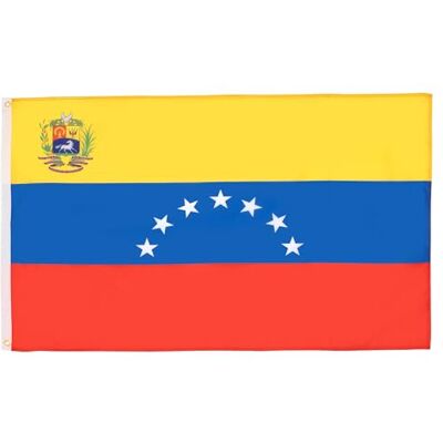AZ FLAG Lote de 2 bandeiras venezuelanas com escudo 150 x 90 cm, bandeira venezuelana de 7 estrelas, 100% poliéster, com ilhós metálicos integrados AZ FLAG Lote de 2 bandeiras venezuelanas com escudo 150 x 90 cm, bandeira venezuelana de 7 estrelas, 100% poliéster, com ilhós metálicos integrados