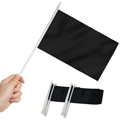 Anley Bandeira Mini Preta Pacote de 12 Bandeiras pequenas em Miniatura de Mão em Branco Preto sólido em Haste Resistente à descoloração 12,7x20,3 cm com Haste sólida e Parte Superior de Lança Anley Bandeira Mini Preta Pacote de 12 Bandeiras pequenas em Miniatura de Mão em Branco Preto sólido em Haste Resistente à descoloração 12,7x20,3 cm com Haste sólida e Parte Superior de Lança