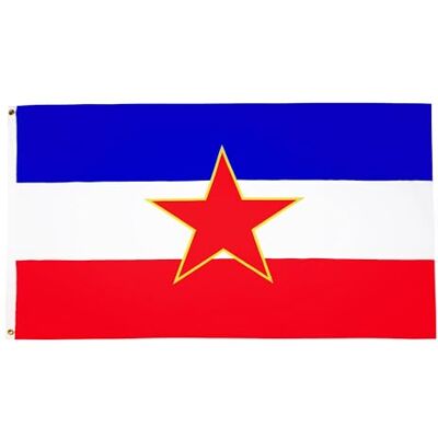 AZ FLAG Bandeira da Iugoslávia 150 x 90 cm, bandeira jugoslava 100% poliéster com ilhoses de metal integrados 110 g cores vivas e resistentes à descoloração AZ FLAG Bandeira da Iugoslávia 150 x 90 cm, bandeira jugoslava 100% poliéster com ilhoses de metal integrados 110 g cores vivas e resistentes à descoloração