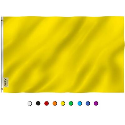 Anley Fly Breeze Bandeira amarela sólida de 1 x 1,5 metros Cor viva e resistente à decoloração UV Cabeça de lona e costura dupla Bandeiras amarelas lisas de poliéster com argolas Anley Fly Breeze Bandeira amarela sólida de 1 x 1,5 metros Cor viva e resistente à decoloração UV Cabeça de lona e costura dupla Bandeiras amarelas lisas de poliéster com argolas