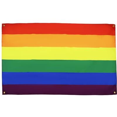 AZ FLAG Bandeira de arco-íris (150 x 90 cm, com 4 ilhós, bandeira para varanda ou parede Uso interior Enseña costuras dobles y bordes reforzados con ojales metálicos AZ FLAG Bandeira de arco-íris (150 x 90 cm, com 4 ilhós, bandeira para varanda ou parede Uso interior Enseña costuras dobles y bordes reforzados con ojales metálicos