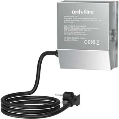 onlyfire Aço inoxidável churrasco motor para churrasco alfinetes, 2-2,4 R/M, 50/60 Hz de 4 W, 220 V/240 V onlyfire Aço inoxidável churrasco motor para churrasco alfinetes, 2-2,4 R/M, 50/60 Hz de 4 W, 220 V/240 V