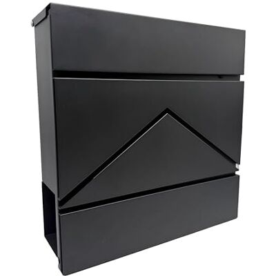 Relaxdays Caixa de correio com porta-aperiódicos, 37 x 37 x 11 cm, DIN C4, impermeável, 4 chaves, preto Relaxdays Caixa de correio com porta-aperiódicos, 37 x 37 x 11 cm, DIN C4, impermeável, 4 chaves, preto