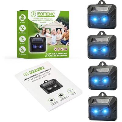 ISOTRONIC Repelente solar de animais com luz azul contra animais selvagens, como guaxinins, veados, raposas, javalis e muito mais 4X defesa animal eficaz com luz LED azul ISOTRONIC Repelente solar de animais com luz azul contra animais selvagens, como guaxinins, veados, raposas, javalis e muito mais 4X defesa animal eficaz com luz LED azul