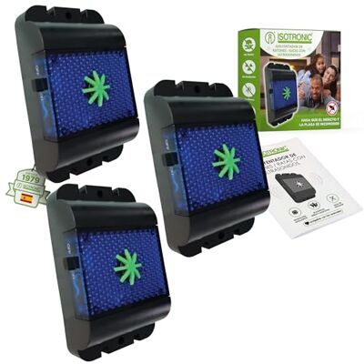 ISOTRONIC Repelente ultrassónico para ratos e rato: Repelente de pragas com ultrassom e luz LED azul, dissuasivo para ratos sem veneno ou armadilhas, alcance eficaz de 4 m² (3 unidades). ISOTRONIC Repelente ultrassónico para ratos e rato: Repelente de pragas com ultrassom e luz LED azul, dissuasivo para ratos sem veneno ou armadilhas, alcance eficaz de 4 m² (3 unidades).