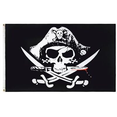 AZ FLAG Bandeira de pirata sabres 90 x 60 cm bandeira com caveira 100% poliéster com ilhoses de metal integrados 50 g cores vivas e resistentes à descoloração AZ FLAG Bandeira de pirata sabres 90 x 60 cm bandeira com caveira 100% poliéster com ilhoses de metal integrados 50 g cores vivas e resistentes à descoloração