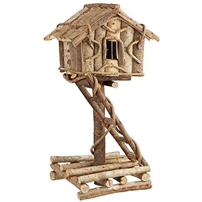 Relaxdays Casa de pássaros decorativa em pé, madeira, castanho, 42 x 21 x 17 cm Relaxdays Casa de pássaros decorativa em pé, madeira, castanho, 42 x 21 x 17 cm