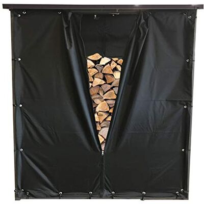 QUICK STAR A cortina de proteção contra o clima define a parede frontal e traseira para 145 x 70 x 145 cm abrigo de lenha PVC preto QUICK STAR A cortina de proteção contra o clima define a parede frontal e traseira para 145 x 70 x 145 cm abrigo de lenha PVC preto