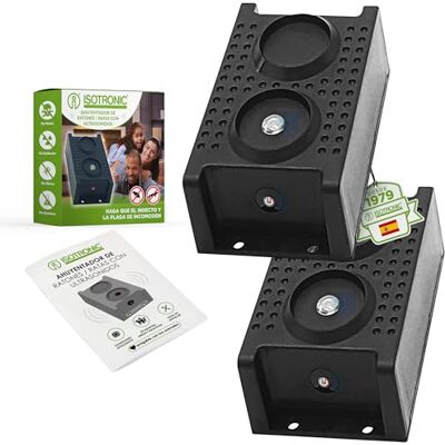 ISOTRONIC Ahujentador de martas e ratos com ultrassom e luz LED, controlador ultrassónico de pragas para carros, interiores e exteriores, proteção contra ratos sem venenos, conjunto de 2 ISOTRONIC Ahujentador de martas e ratos com ultrassom e luz LED, controlador ultrassónico de pragas para carros, interiores e exteriores, proteção contra ratos sem venenos, conjunto de 2