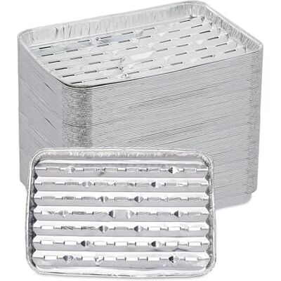 Relaxdays 100 bandejas de alumínio para churrasco, 34 x 22 cm, recipientes para churrasco com orifícios, até 260 ° C, prateado Relaxdays 100 bandejas de alumínio para churrasco, 34 x 22 cm, recipientes para churrasco com orifícios, até 260 ° C, prateado