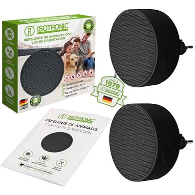 ISOTRONIC Repelente ultrassónico de pragas para aranhas, baratas, percevejos e ácaros, repelente de pragas com luz de orientação, repelente de ácaros com um alcance eficaz de 30 m² (2 unidades) ISOTRONIC Repelente ultrassónico de pragas para aranhas, baratas, percevejos e ácaros, repelente de pragas com luz de orientação, repelente de ácaros com um alcance eficaz de 30 m² (2 unidades)