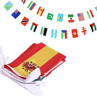 Anley Bandeira de corda de 100 países, bandeira internacional, decoração para grande abertura, inauguração, eventos 25 metros 100 bandeiras Anley Bandeira de corda de 100 países, bandeira internacional, decoração para grande abertura, inauguração, eventos 25 metros 100 bandeiras
