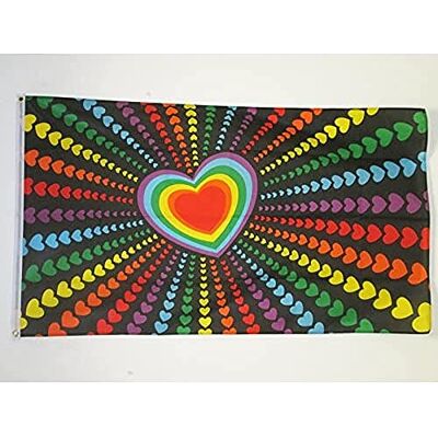 AZ FLAG Bandeira arco-íris amor 150 x 90 cm, bandeira arco-íris 100% poliéster com ilhoses de metal integrados 110 g, cores vivas e resistentes à descoloração AZ FLAG Bandeira arco-íris amor 150 x 90 cm, bandeira arco-íris 100% poliéster com ilhoses de metal integrados 110 g, cores vivas e resistentes à descoloração