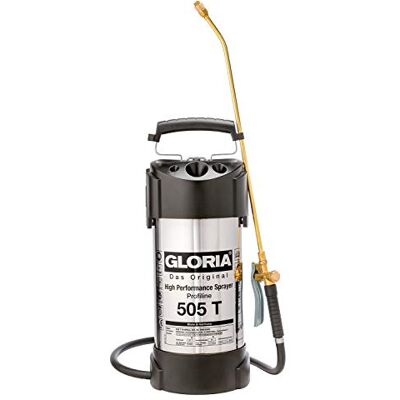 Gloria 505 T Profiline Pulverizador profissional de aço inoxidável, 5 l, 6 bar, resistente a óleo, com lança e bomba de latão, para uso industrial e técnico Gloria 505 T Profiline Pulverizador profissional de aço inoxidável, 5 l, 6 bar, resistente a óleo, com lança e bomba de latão, para uso industrial e técnico